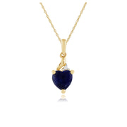 Classic Lapis Lazuli & Diamond Heart Pendant on Chain Image 1