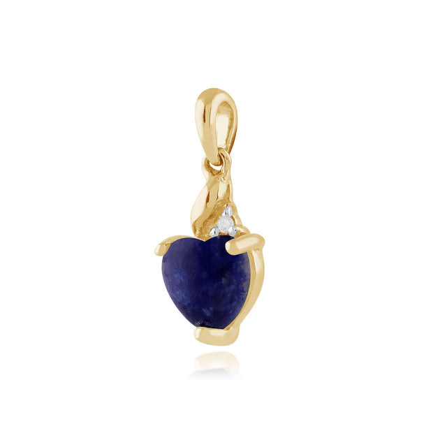 Classic Lapis Lazuli & Diamond Heart Pendant on Chain Image 2