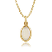 Classic Oval Opal Single Stone Bezel Drop Earrings & Pendant Set Image 4