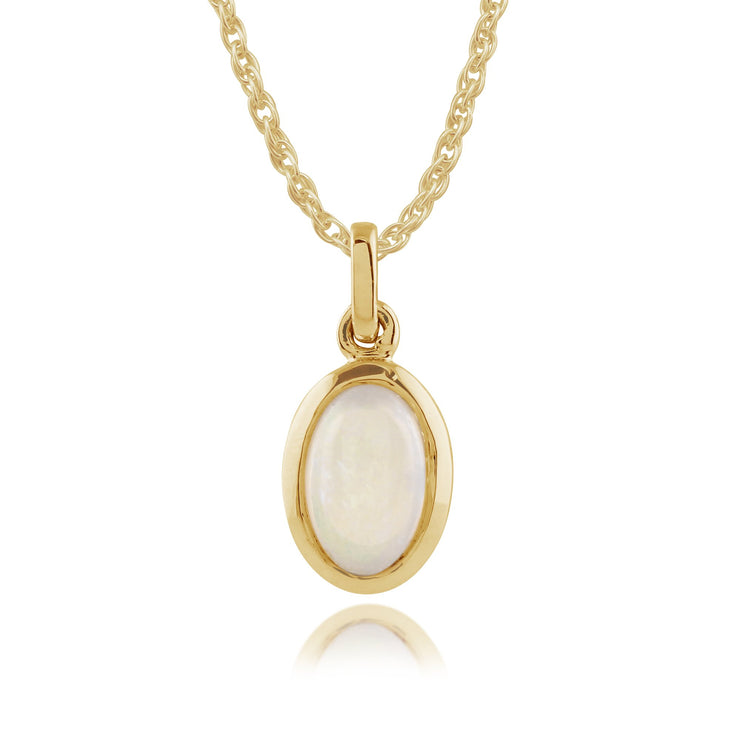 Classic Oval Opal Single Stone Bezel Drop Earrings & Pendant Set Image 4