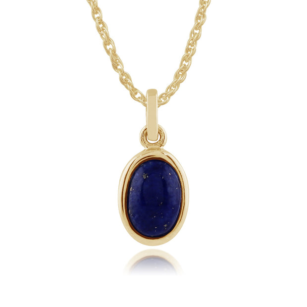 Classic Lapis Lazuli Bezel Pendant & Solitaire Ring Set Image 2