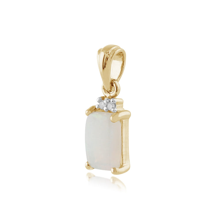 Classic Baguette Opal & Diamond Stud Earrings & Pendant Set Image 5
