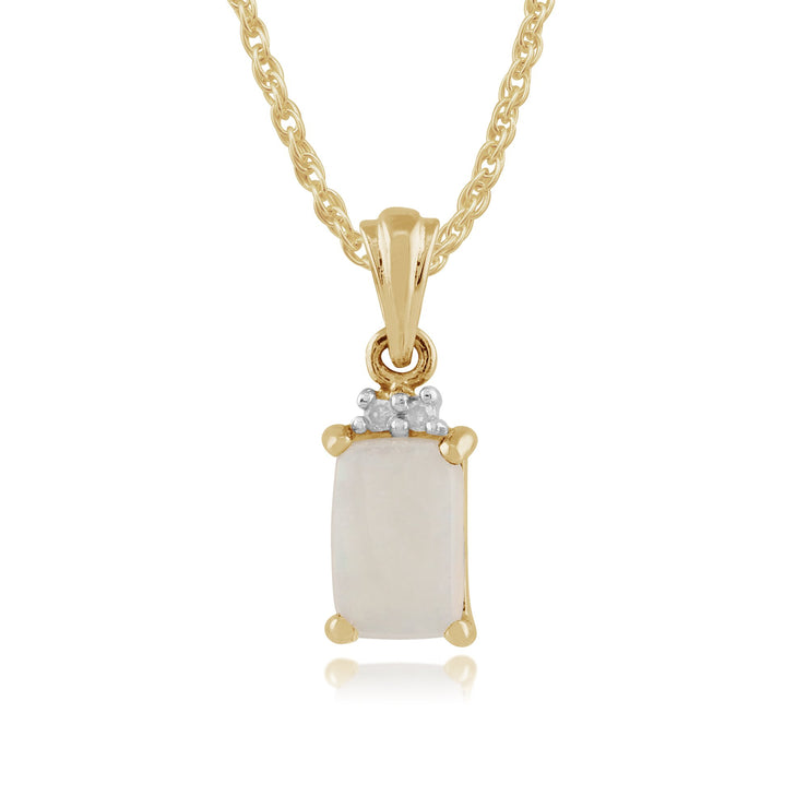 Classic Baguette Opal & Diamond Stud Earrings & Pendant Set Image 4