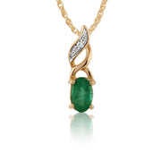 Classic Emerald & Diamond Pendant on Chain Image 1