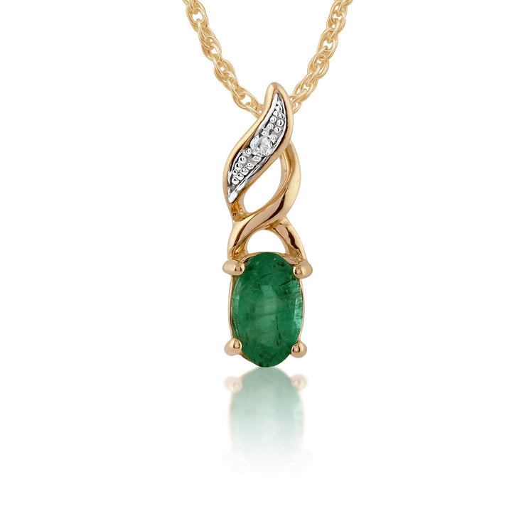 Classic Emerald & Diamond Pendant on Chain Image 1