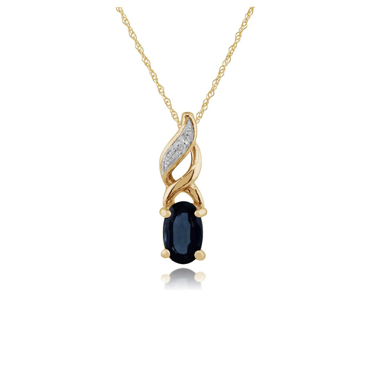Classic Sapphire & Diamond Pendant on Chain Image 1