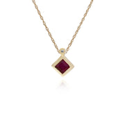 Geometric Square Ruby & Diamond Pendant Image 1