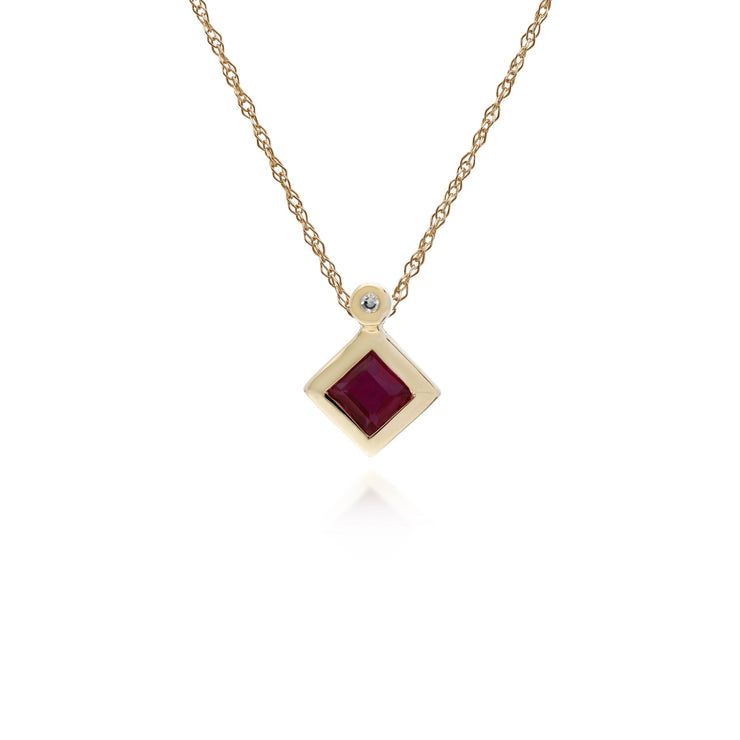 Geometric Square Ruby & Diamond Pendant Image 1