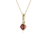 Classic Square Garnet & Diamond Pendant Image 2