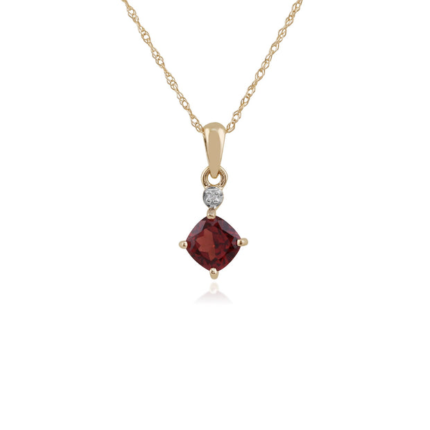 Classic Square Garnet & Diamond Pendant Image 1