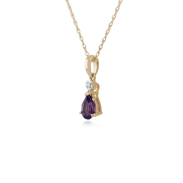 Classic Pear Amethyst & Diamond Pendant Image 2