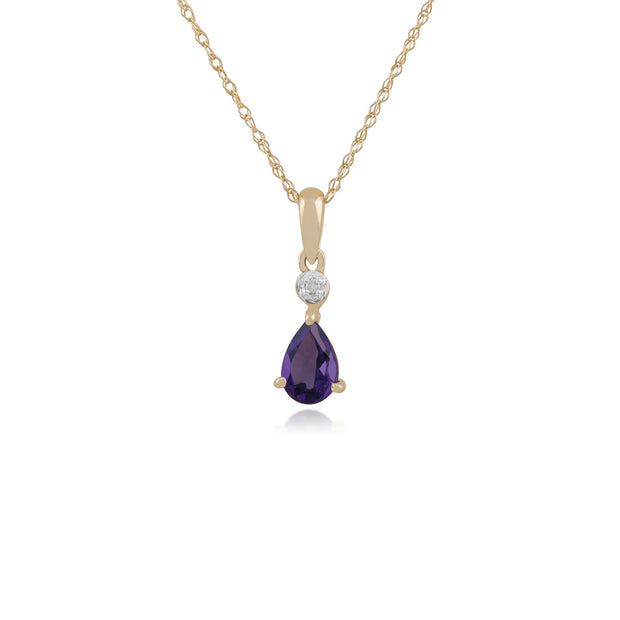 Classic Pear Amethyst & Diamond Pendant Image 1