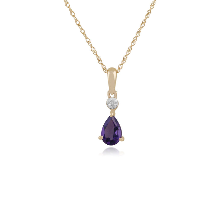 Classic Pear Amethyst & Diamond Pendant Image 1