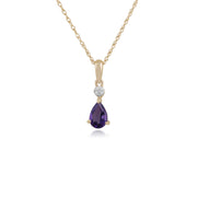 Classic Amethyst & Diamond Stud Earrings & Pendant Set Image 3