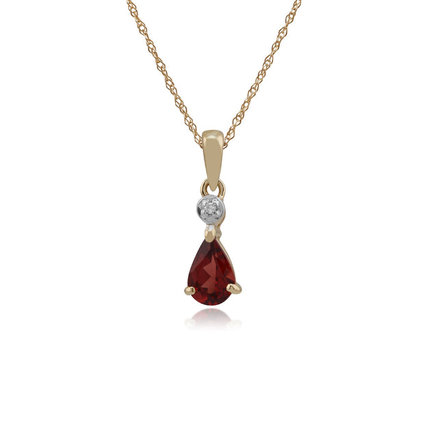Classic Garnet & Diamond Stud Earrings & Pendant Set Image 3