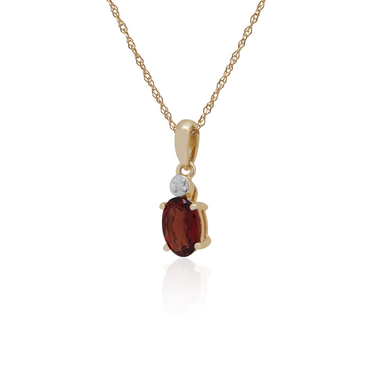 Classic Oval Garnet & Diamond Pendant Image 2