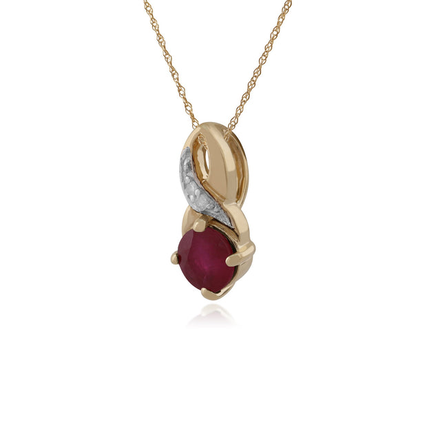 Classic Ruby & Diamond Twisted Bale Pendant Image 2