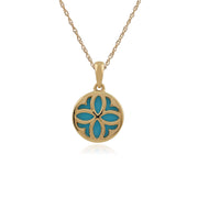 Art Nouveau Turquoise Floral Overlay Pendant Image 1