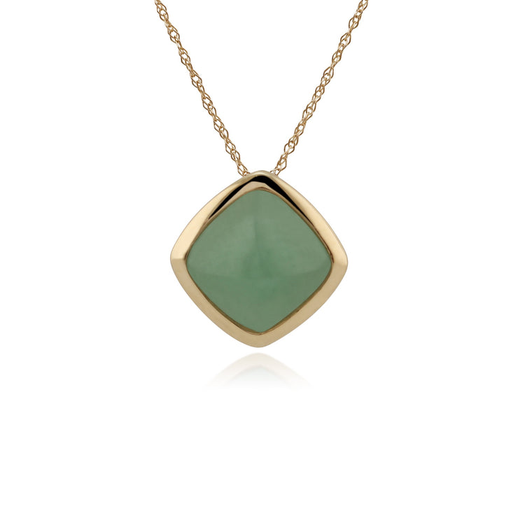 Geometric Green Jade Sugarloaf Pendant & Solitaire Ring Set Image 2