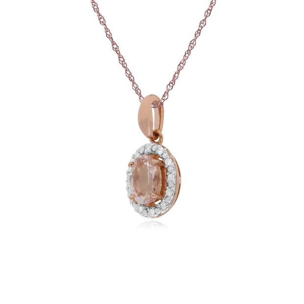 Classic Morganite & Diamond Halo Pendant Image 2
