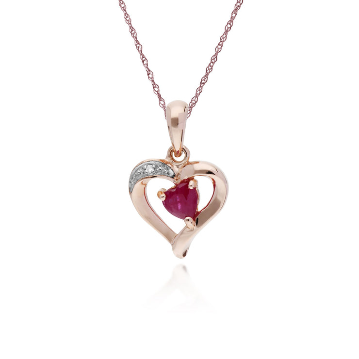 Classic Ruby & Diamond Heart Pendant Image 1