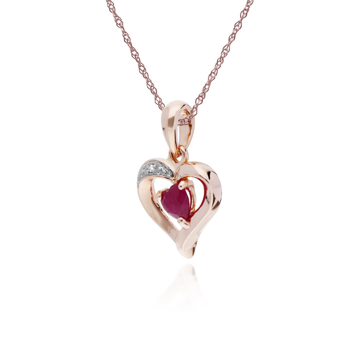 Classic Ruby & Diamond Heart Pendant Image 2