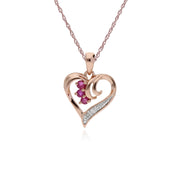 Classic Ruby & Diamond Swirled Heart Pendant Image 1
