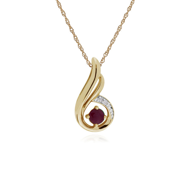 Classic Ruby & Diamond Spiral Pendant Image 1