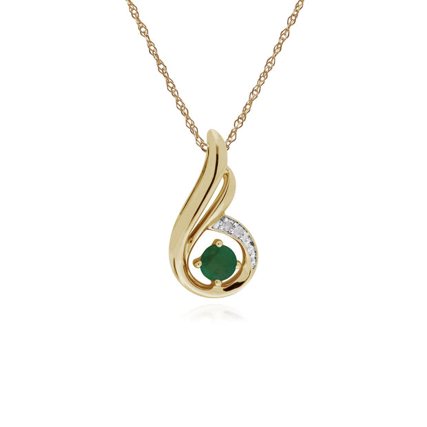 Classic Emerald & Diamond Spiral Pendant Image 1