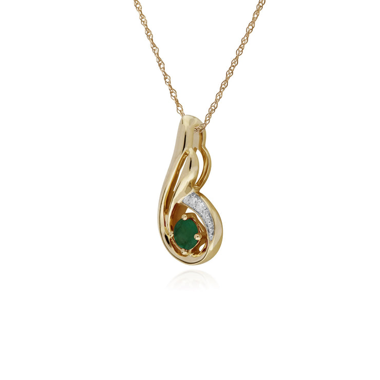 Classic Emerald & Diamond Spiral Pendant Image 2