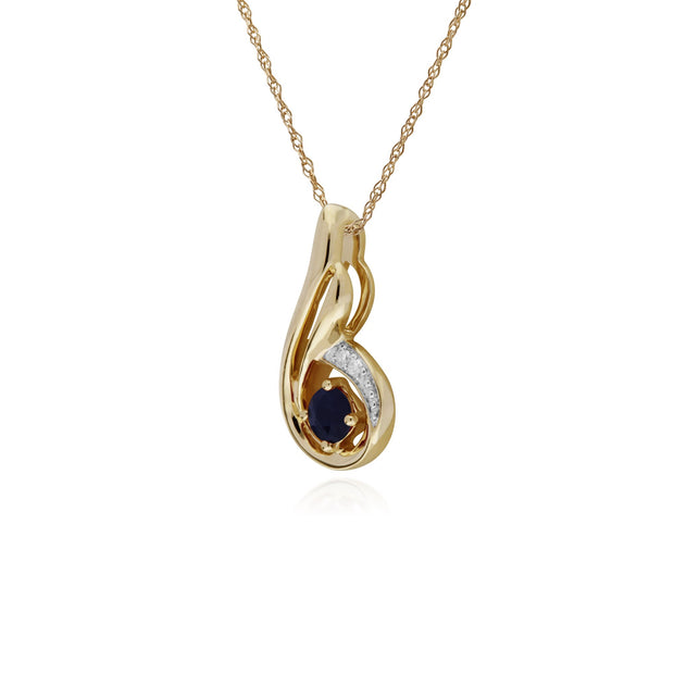 Classic Sapphire & Diamond Spiral Pendant Image 2