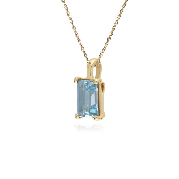 Classic Baguette Blue Topaz Pendant Image 2