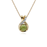 Classic Checkerboard Peridot & Diamond Pendant Image 1