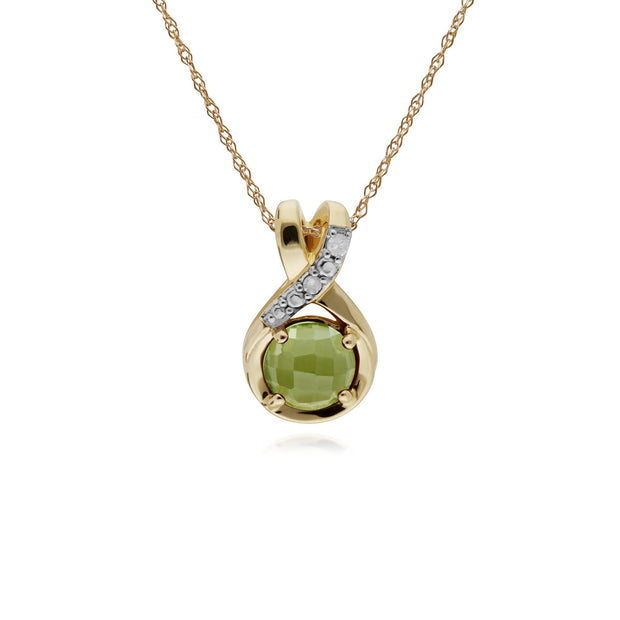 Classic Checkerboard Peridot & Diamond Pendant Image 1