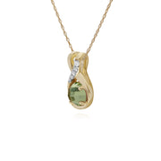 Classic Checkerboard Peridot & Diamond Pendant Image 2