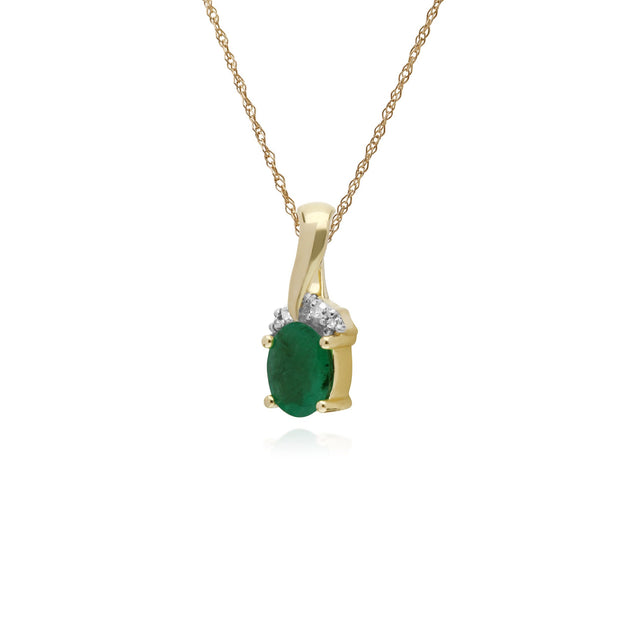 Classic Emerald & Diamond Swirl Bale Pendant Image 2