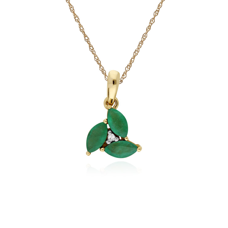 Floral Emerald & Diamond Pendant Image 1