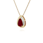 Classic Ruby & Diamond Tear Drop Pendant Image 2