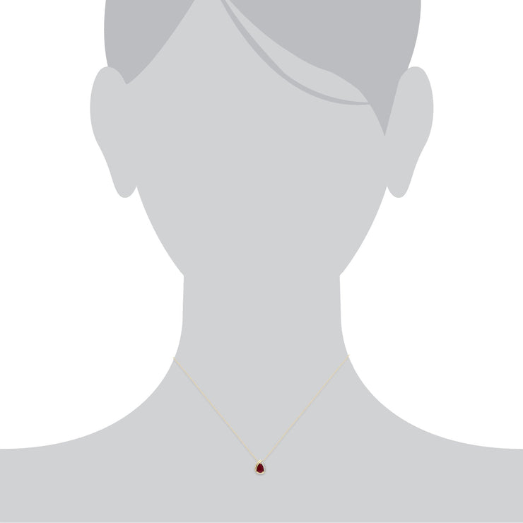 Classic Ruby & Diamond Tear Drop Pendant Image 3