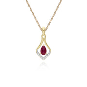 Classic Ruby & Diamond Leaf Pendant Image 1