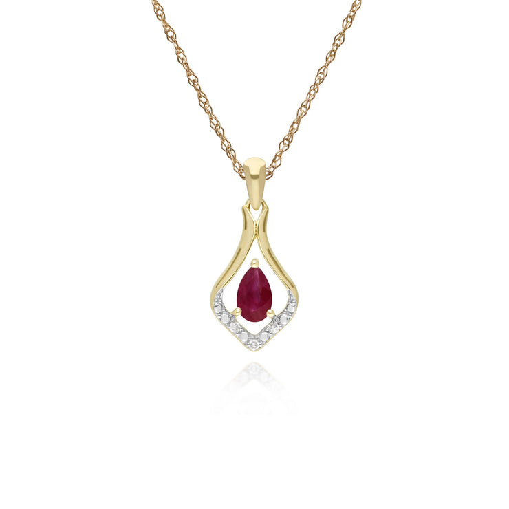 Classic Ruby & Diamond Leaf Pendant Image 1