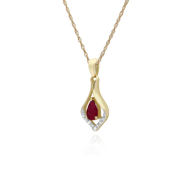 Classic Ruby & Diamond Leaf Pendant Image 2