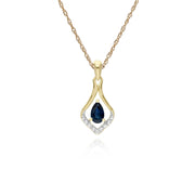 Classic Sapphire & Diamond Leaf Drop Earrings & Pendant Set Image 3