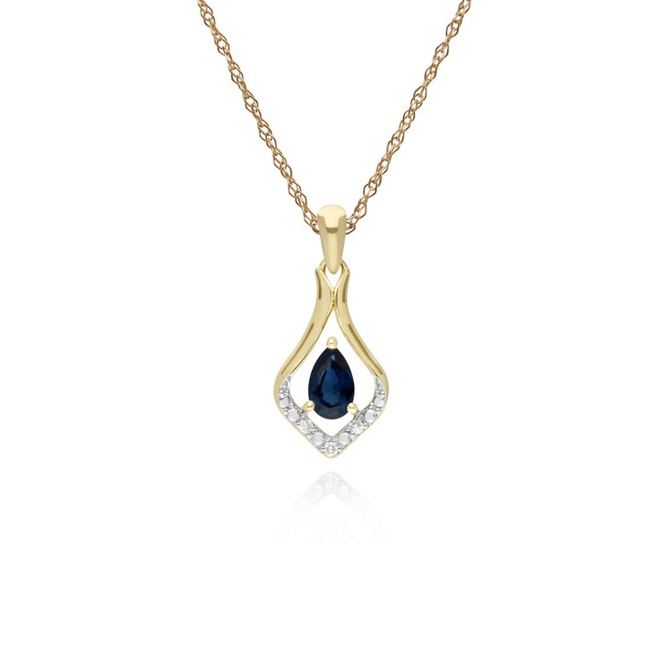 Classic Sapphire & Diamond Leaf Drop Earrings & Pendant Set Image 3