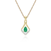 Classic Emerald & Diamond Leaf Drop Earrings & Pendant Set Image 3