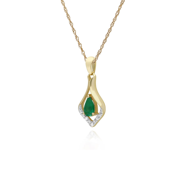 Classic Emerald & Sapphire Leaf Pendant Image 2