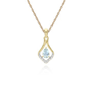 Classic Aquamarine & Sapphire Leaf Pendant Image 1