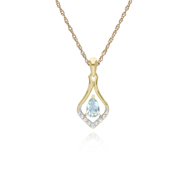 Classic Aquamarine & Sapphire Leaf Pendant Image 1