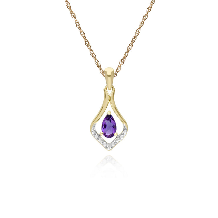 Classic Amethyst & Sapphire Leaf Pendant Image 1