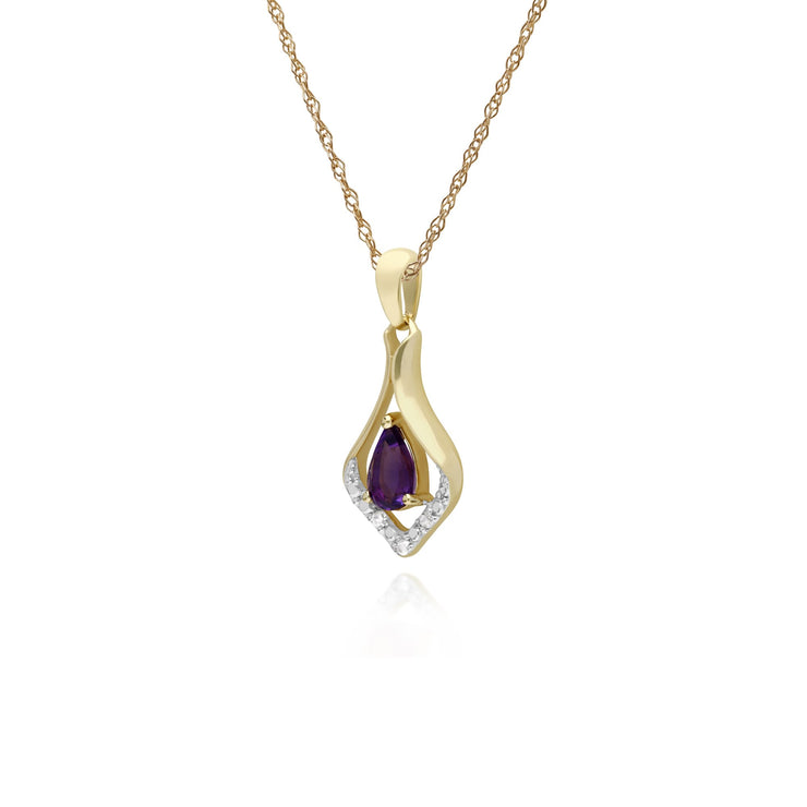 Classic Amethyst & Sapphire Leaf Pendant Image 2